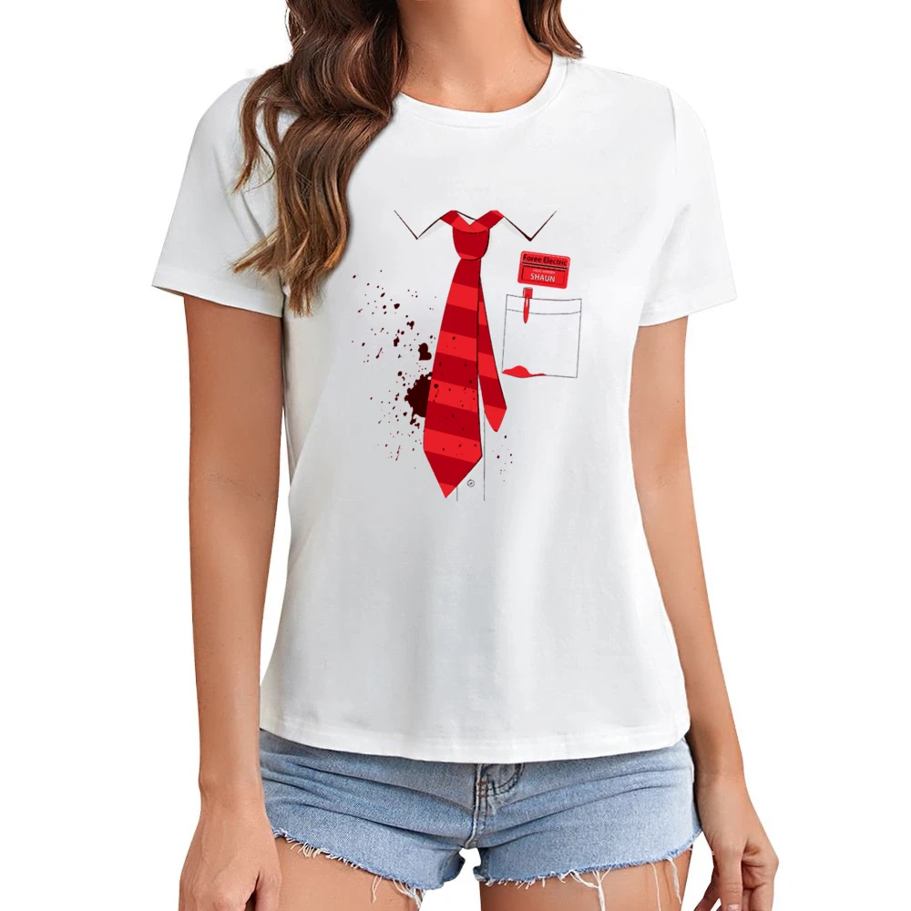 Red Ink stain on your shirt with red tie pen Asian Size Women Ladies T-shirt