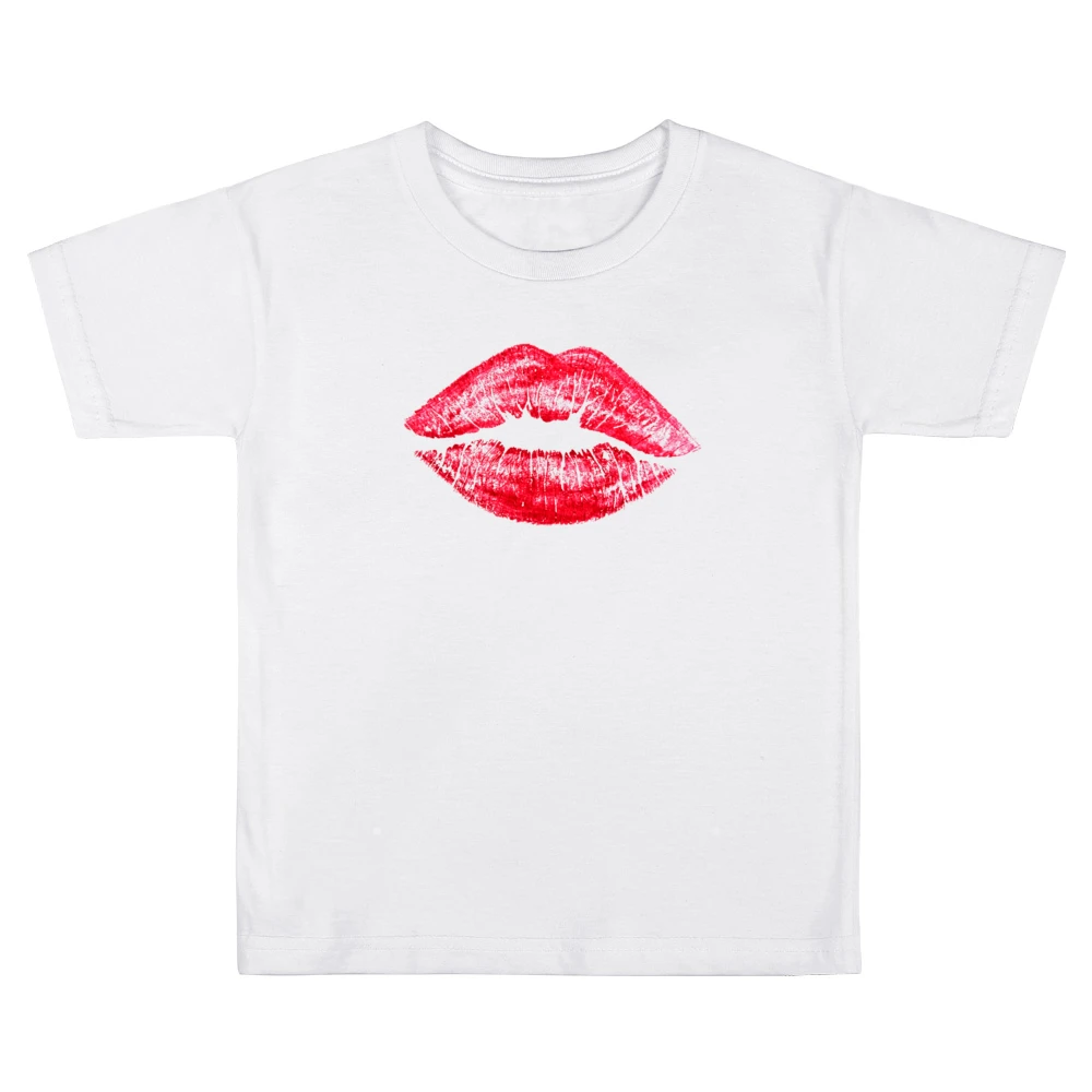 Red Lipstick Kiss Lips Popular Graphic Makeup Tee Shirt Kids Boys Girls T-Shirt