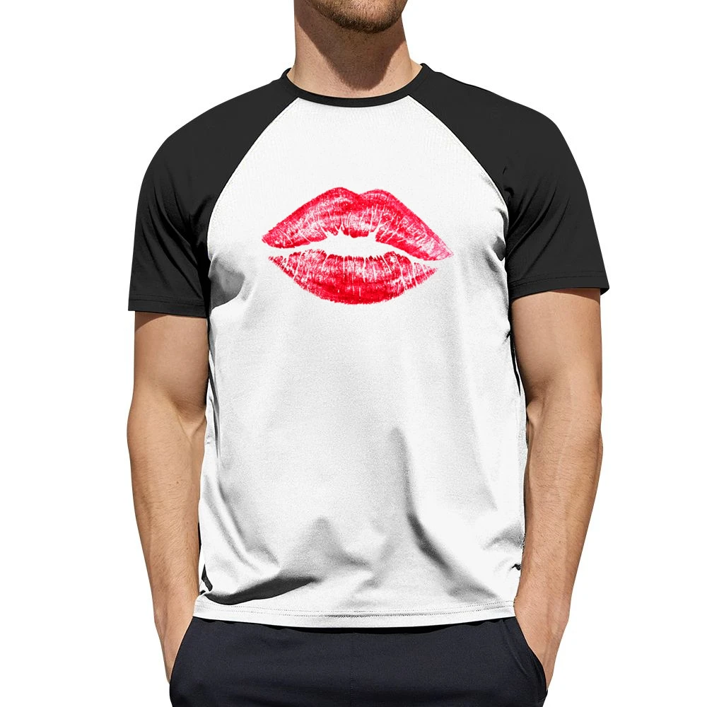 Red Lipstick Kiss Lips Popular Graphic Makeup Tee Shirt Men Short Sleeve T-Shirt
