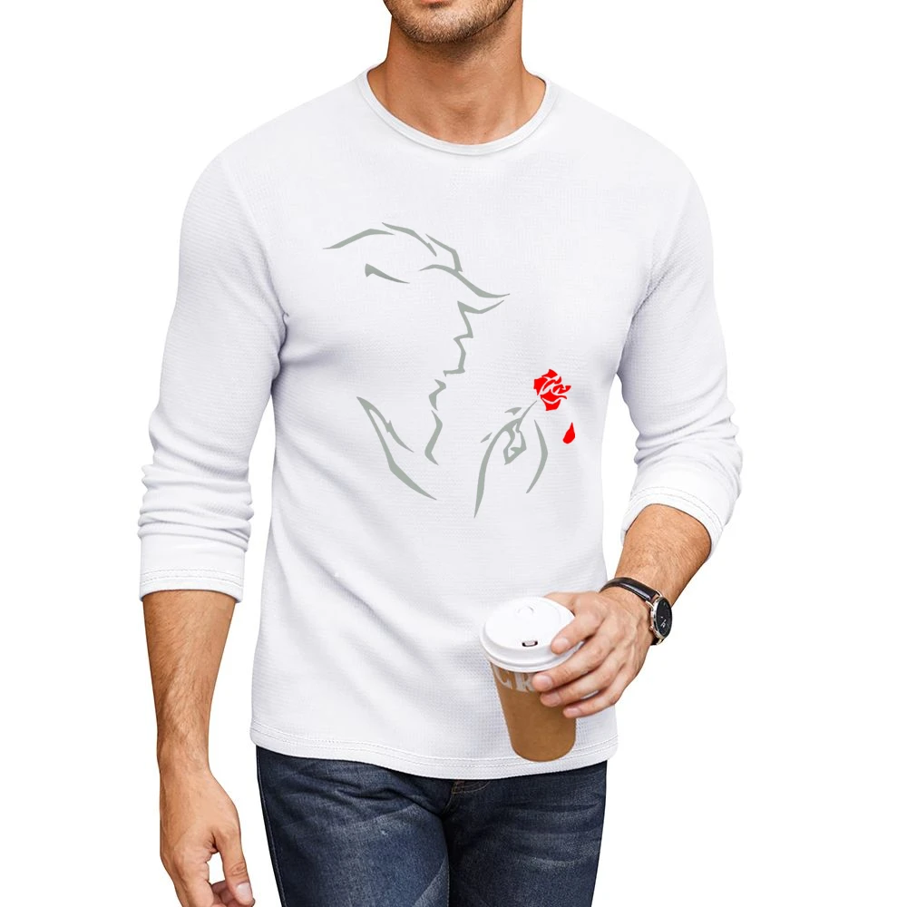 Red rose Beauty and the Beast Men CrewNeck Long Sleeve T-Shirt