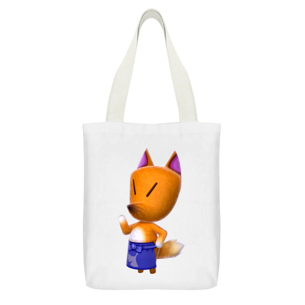 Redd From Animal Crossing Nintendo Character Video Game White Canvas Tote Shopping Bag With Interior Pocket
