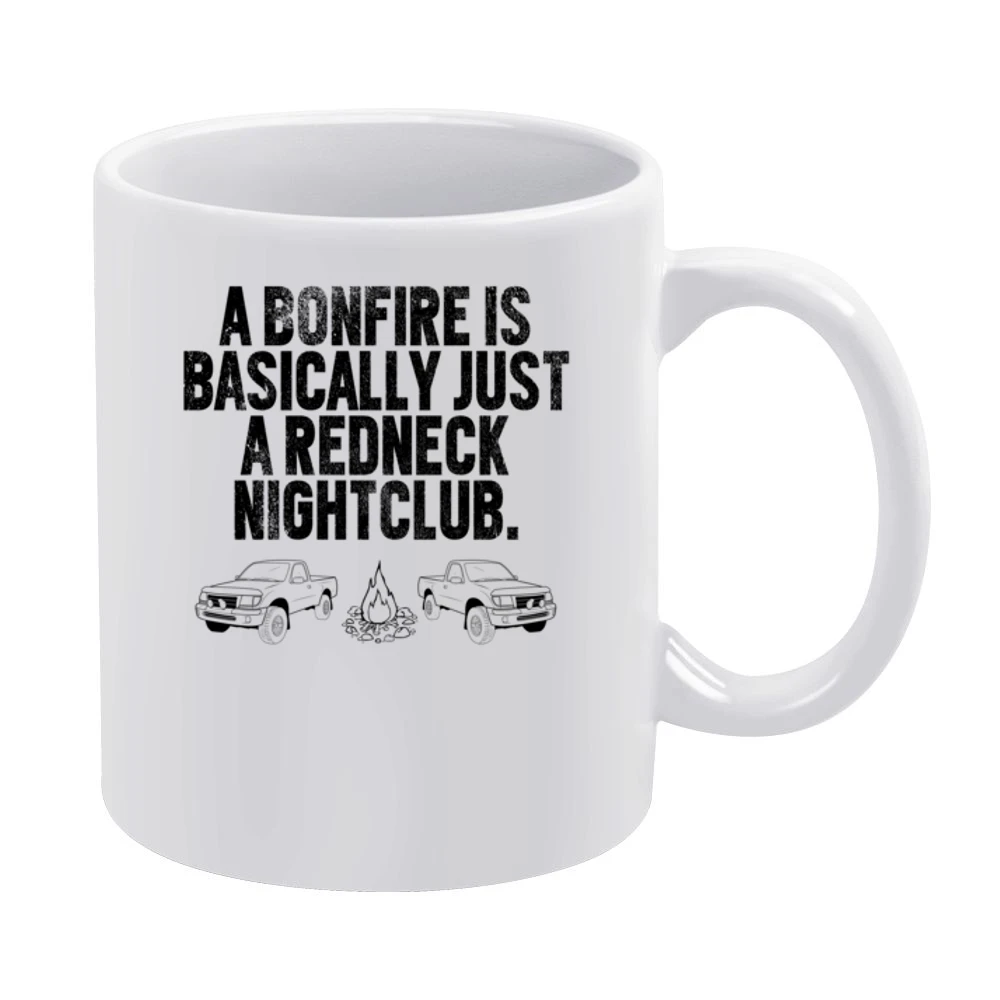 Redneck Bonfire Country Nightclub Fun Tee Shirt White Mug