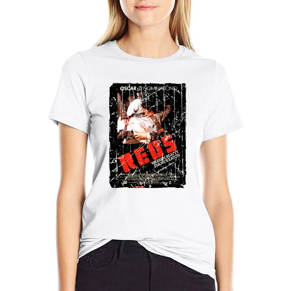 Reds Movie Poster Retro Aged Look US Size Women Ladies T-shirt