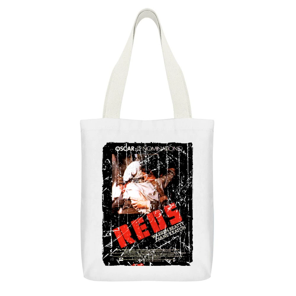 Reds Movie Poster Retro Aged Look White Canvas Tote Shopping Bag With Interior Pocket
