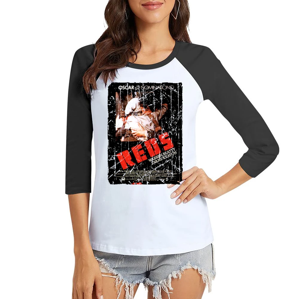 Reds Movie Poster Retro Aged Look Women Ladies 3-4 Sleeve T-Shirt