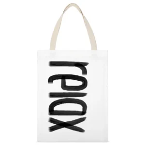 Relax Popular Fun Graphic Tee Shirt White Canvas Tote Shopping Bag