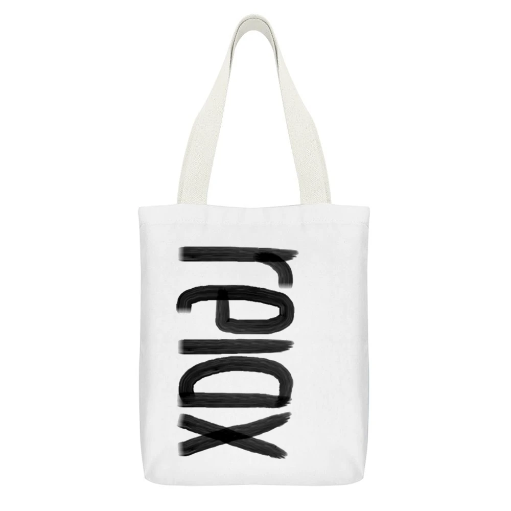 Relax Popular Fun Graphic Tee Shirt White Canvas Tote Shopping Bag With Interior Pocket