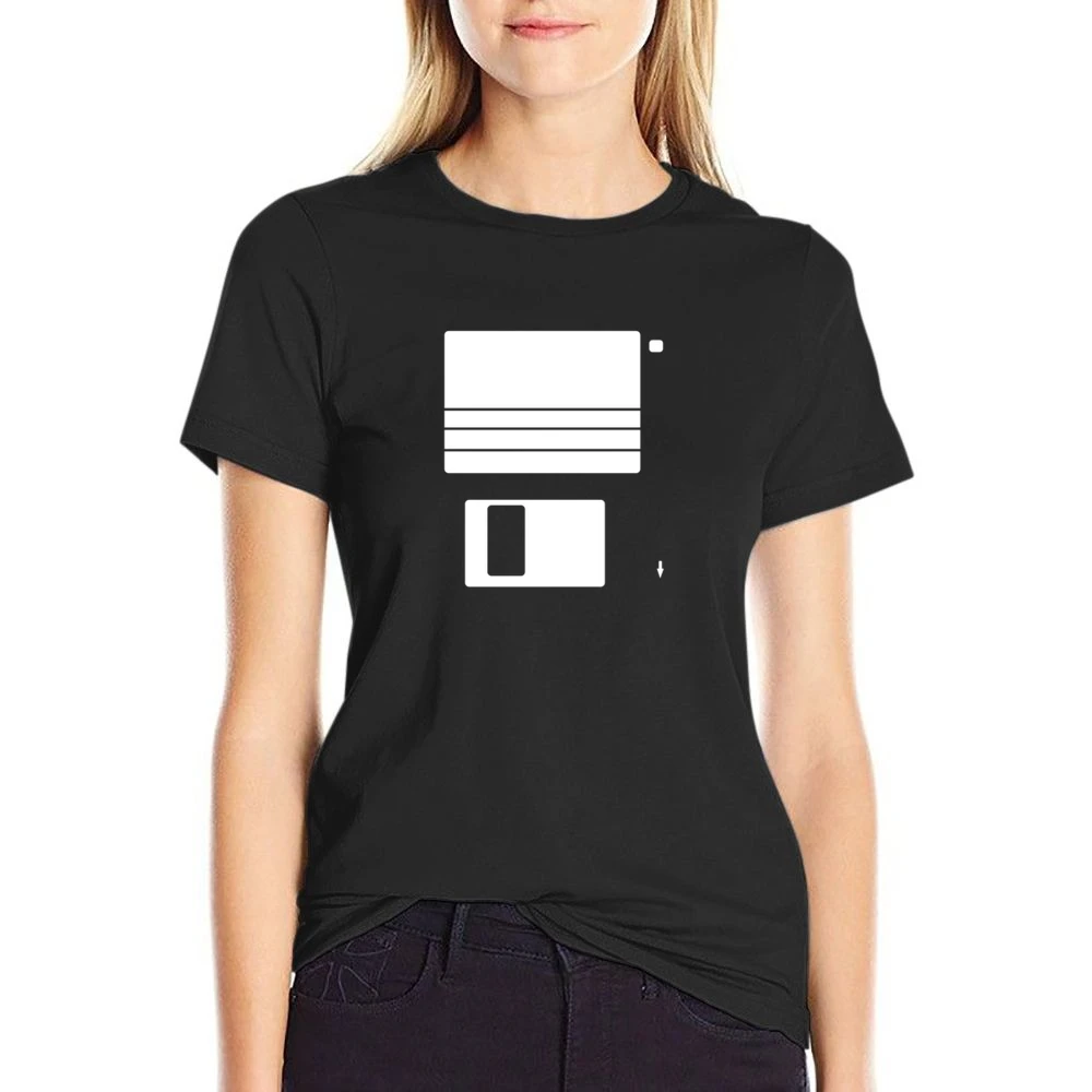Remember this ? old data computer disket floppy US Size Women Ladies T-shirt