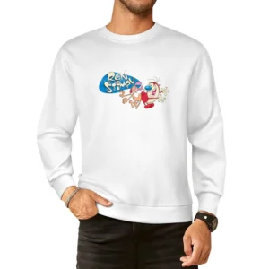 Ren And Stimpy Fun Cool Vintage Style Distressed Graphic Retro Tv Show European Size Pullover Sweater