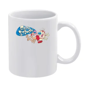Ren And Stimpy Fun Cool Vintage Style Distressed Graphic Retro Tv Show White Mug