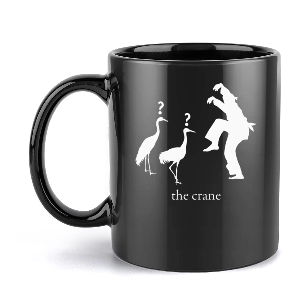 Retro 80s Martial Arts Funny Crane Black Mug