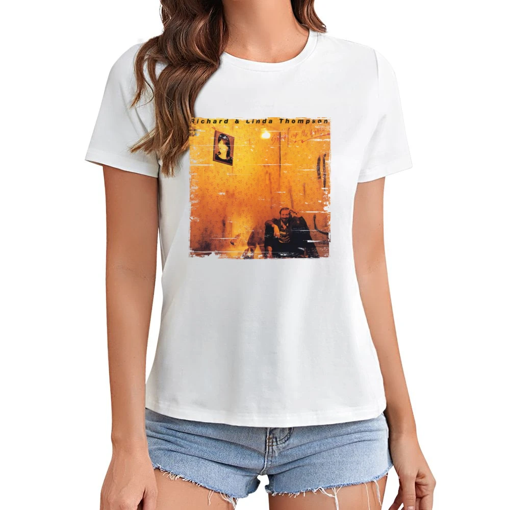 Richard and Linda Thompson Shoot Out The Lights Album Cover Distressed Asian Size Women Ladies T-shirt