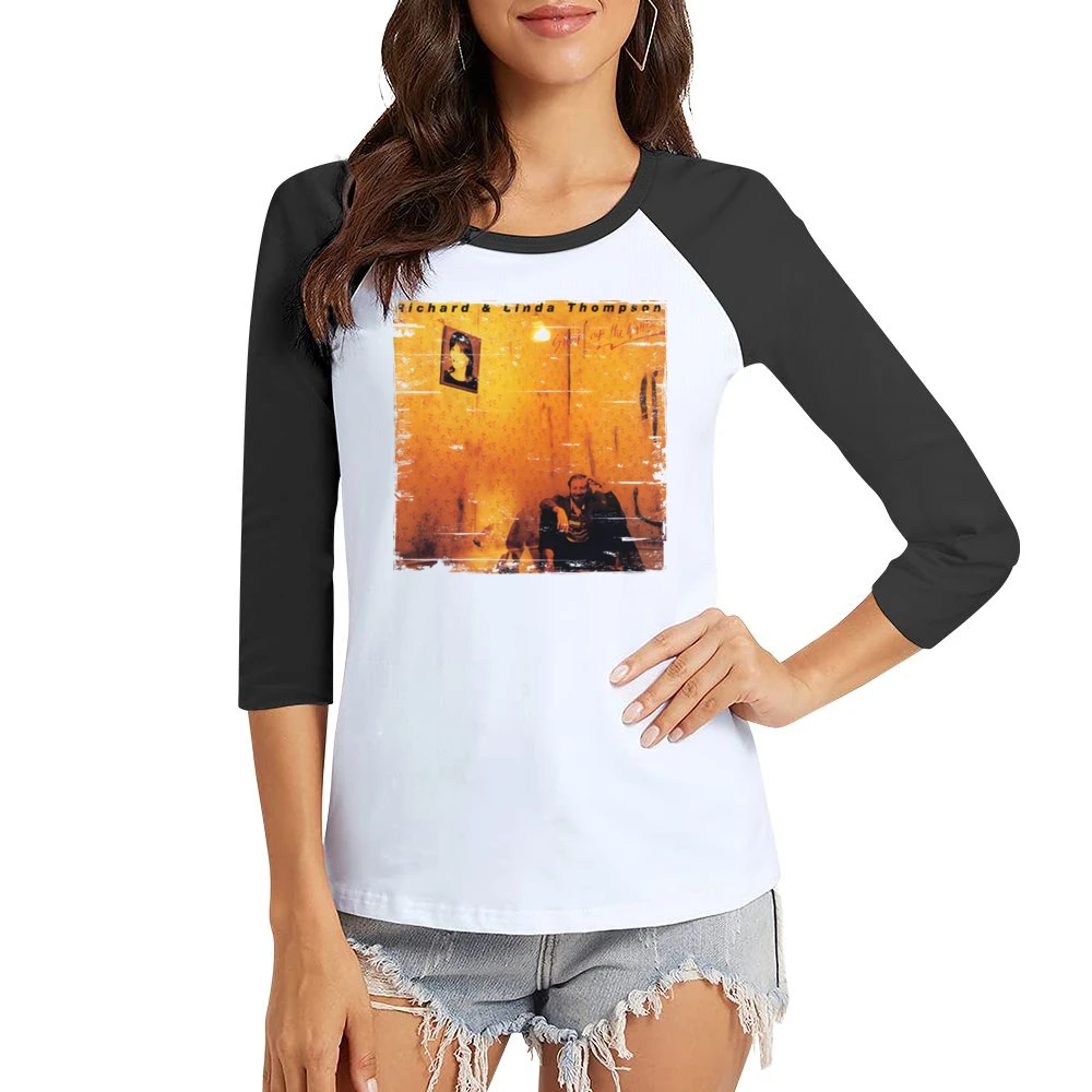 Richard and Linda Thompson Shoot Out The Lights Album Cover Distressed Women Ladies 3-4 Sleeve T-Shirt