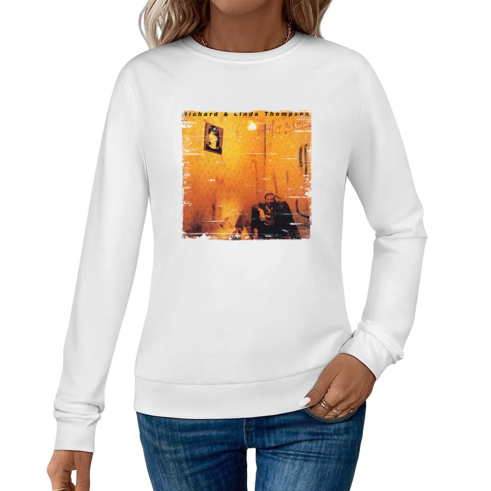 Richard and Linda Thompson Shoot Out The Lights Album Cover Distressed Women Pullover Sweatshirt