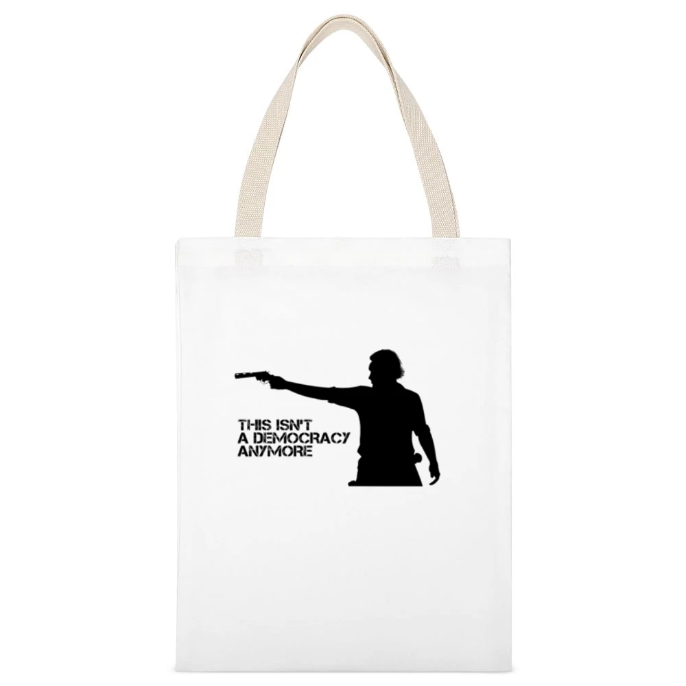 Rick Grimes Decomcracy Walking Dead Tshirt White Canvas Tote Shopping Bag