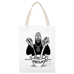 Rick Ross Hustlin' Mix White Canvas Tote Shopping Bag