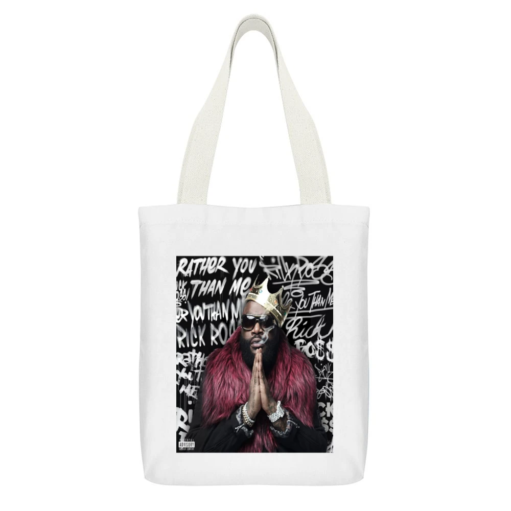 Rick Ross King (all Colors And Styles Available) White Canvas Tote Shopping Bag With Interior Pocket