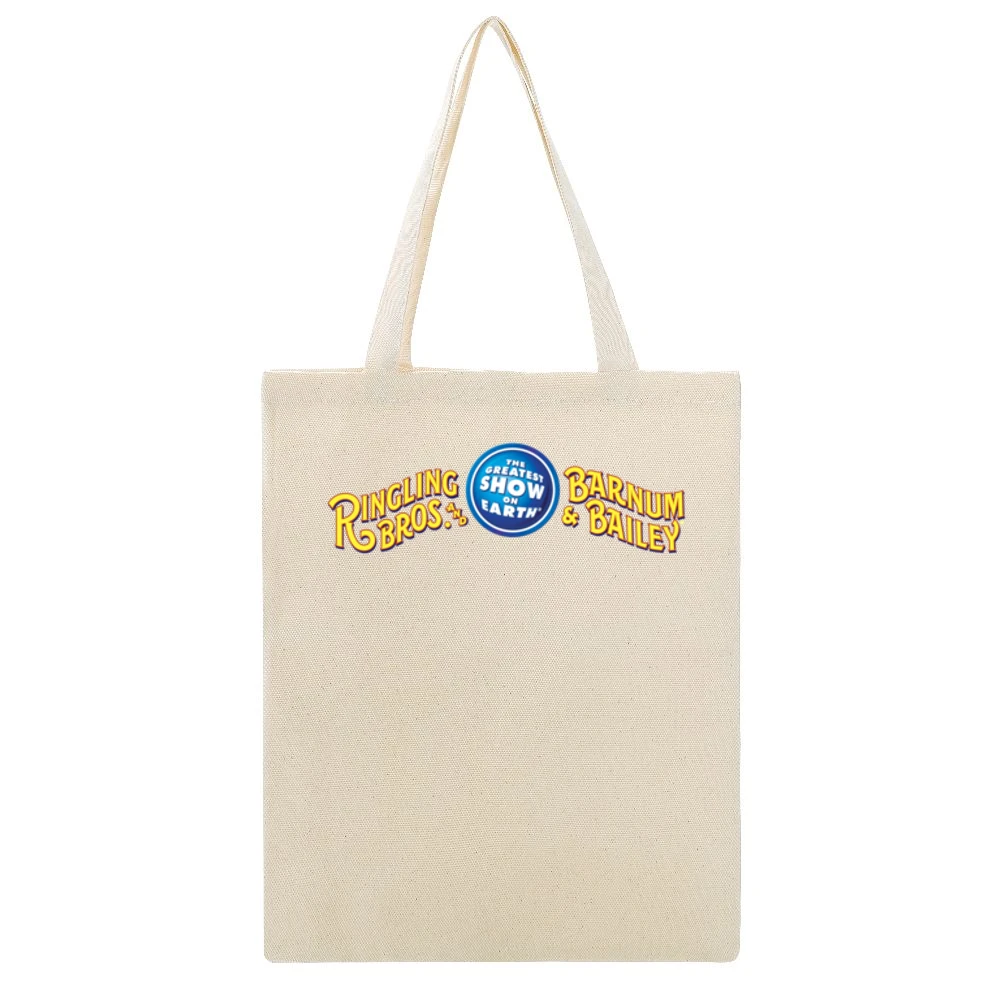 Ringling Bros And Barnum And Bailey Greatest Show Vintage Circus Graph Beige Canvas Tote Shopping Bag
