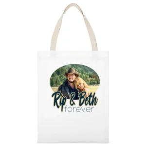Rip Wheeler And Beth Dutton Forever Yellowstone Show White Canvas Tote Shopping Bag