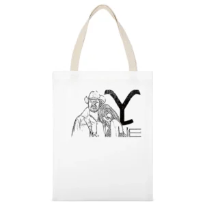 Rip Wheeler Beth Dutton Yellowstone Show Vintage Style White Canvas Tote Shopping Bag