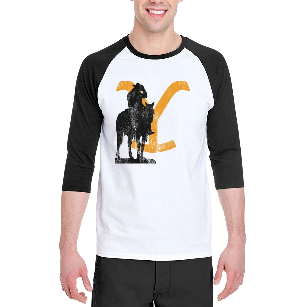 Rip Wheeler Cowboy Vintage Style Yellowstone Show Men 3/4 Sleeve T-Shirt