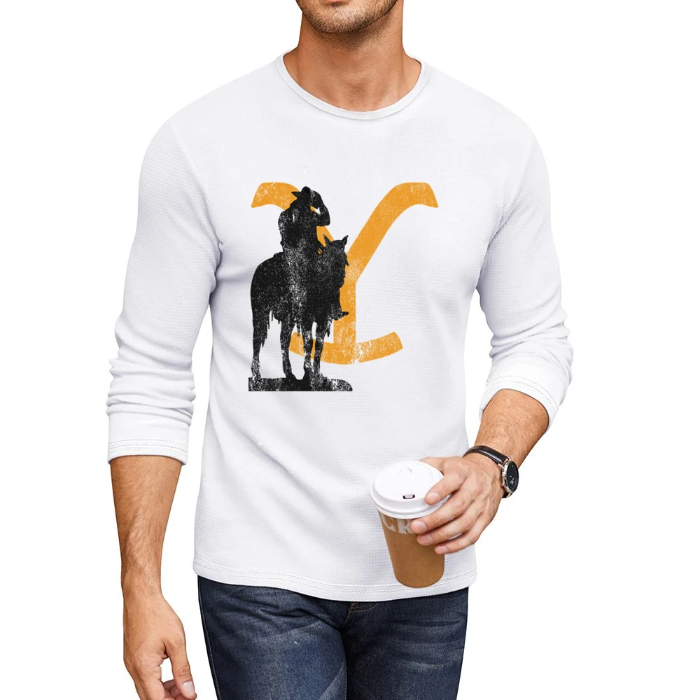 Rip Wheeler Cowboy Vintage Style Yellowstone Show Men CrewNeck Long Sleeve T-Shirt