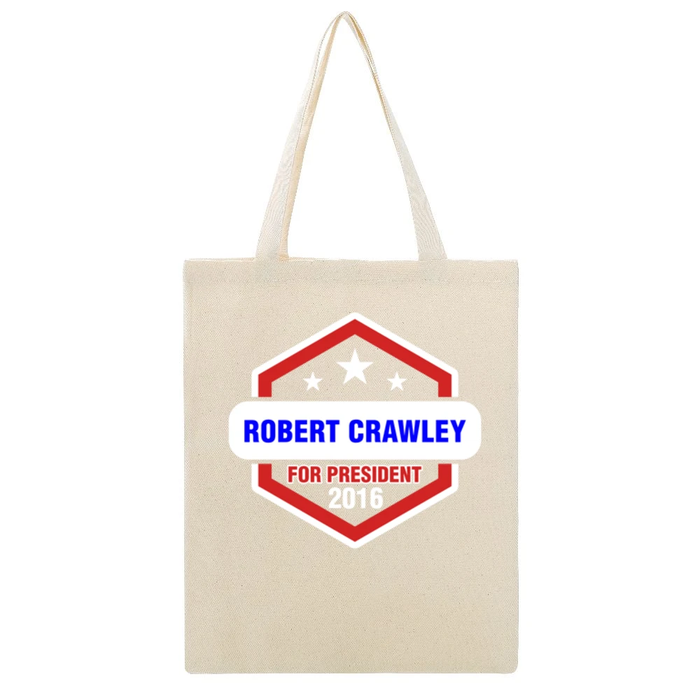Robert Crawley For President 2016 Downton Abbey TV Show Beige Canvas Tote Shopping Bag