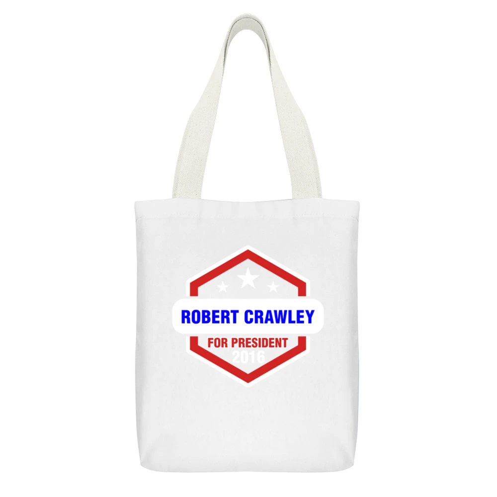Robert Crawley For President 2016 Downton Abbey TV Show White Canvas Tote Shopping Bag With Interior Pocket