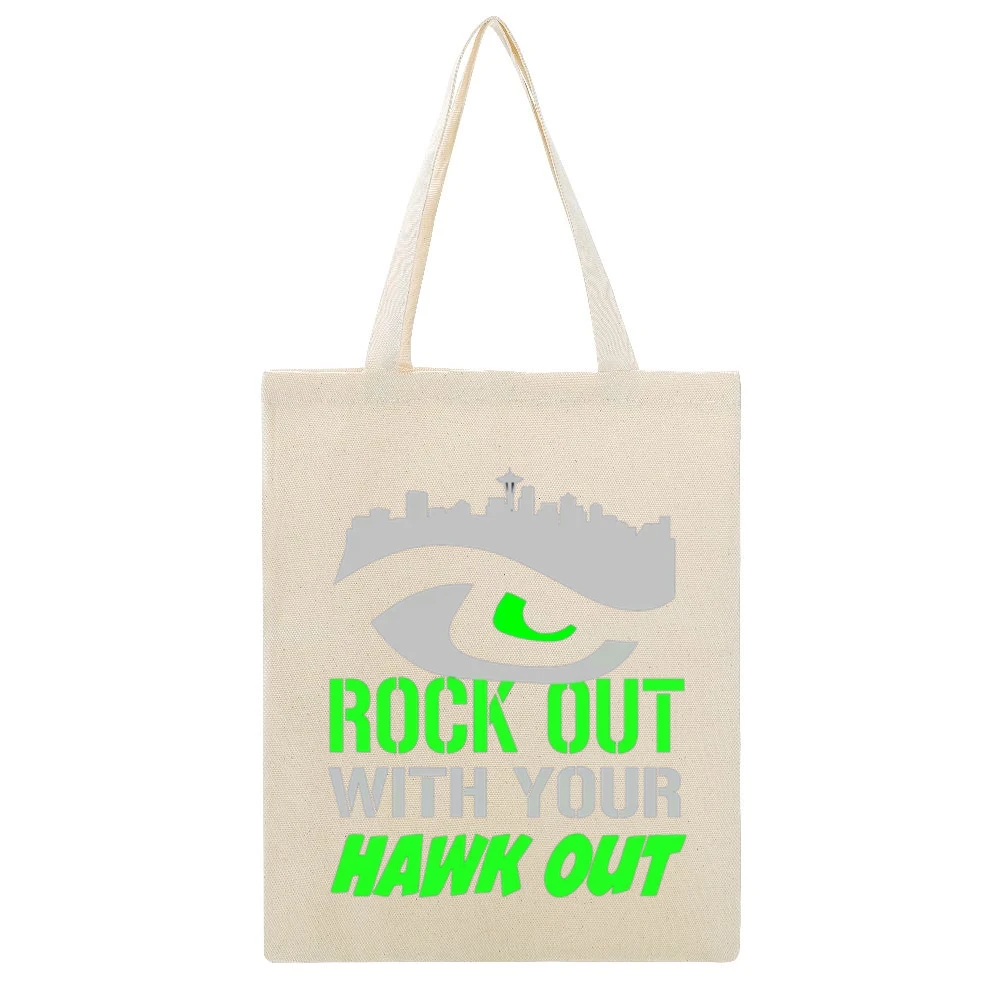 Rock Out with you HAWK out Tshirt Beige Canvas Tote Shopping Bag
