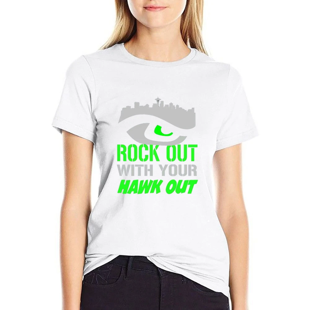 Rock Out with you HAWK out Tshirt US Size Women Ladies T-shirt