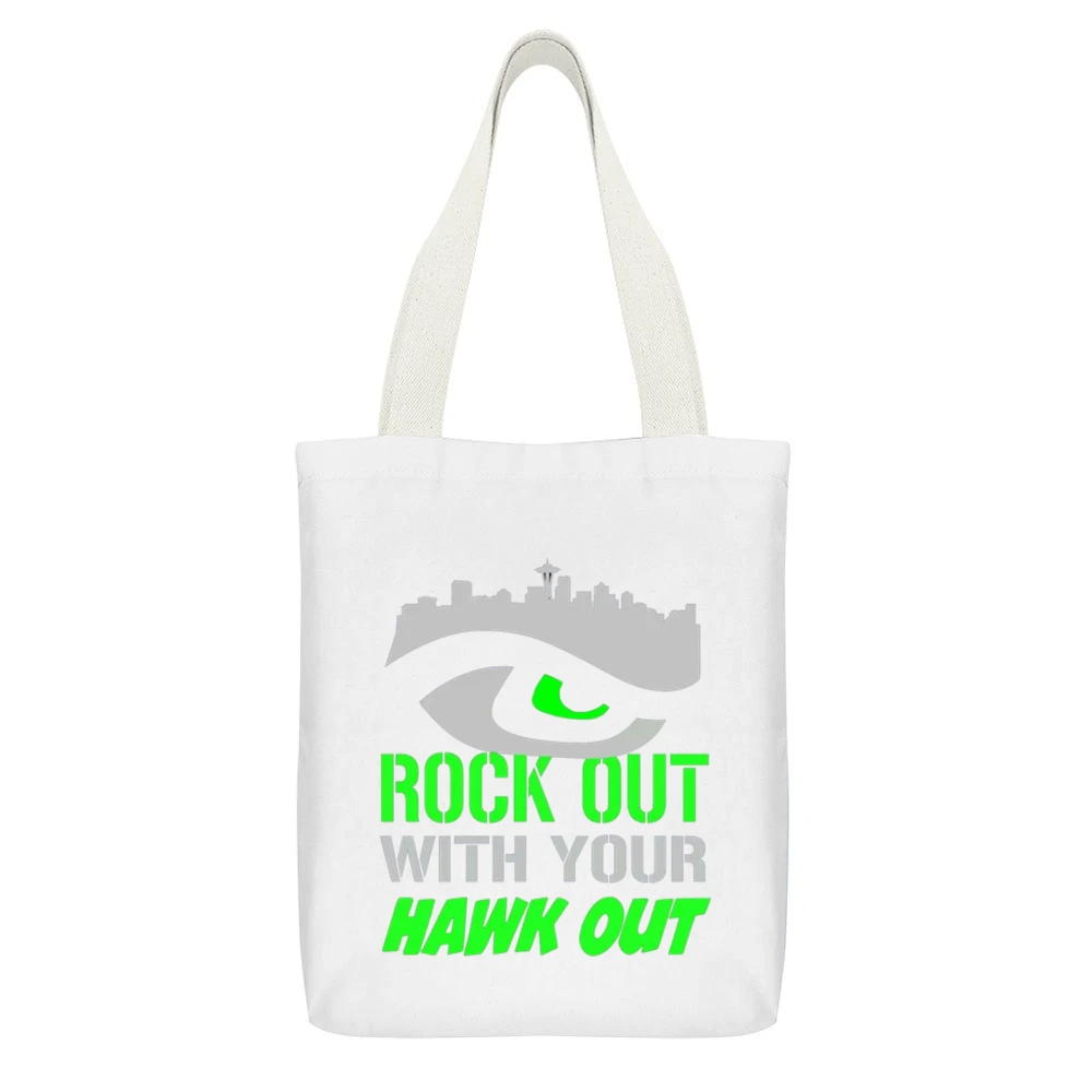 Rock Out with you HAWK out Tshirt White Canvas Tote Shopping Bag With Interior Pocket