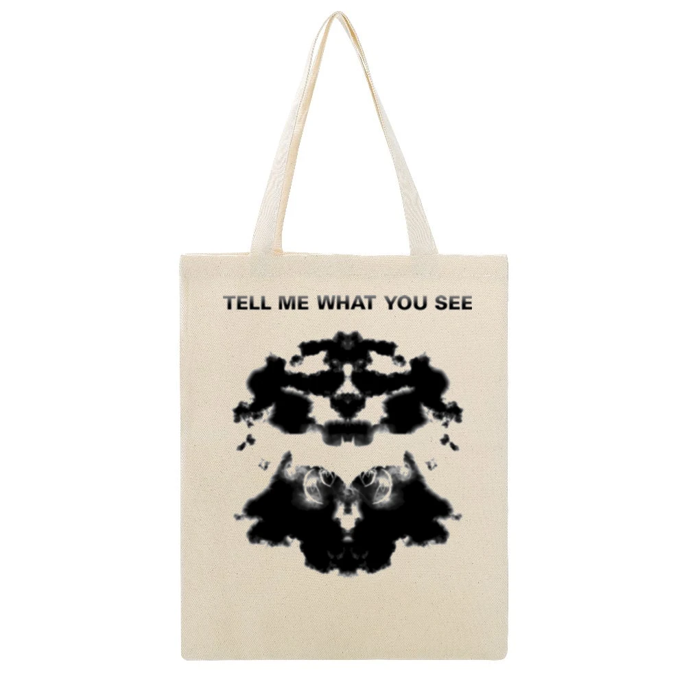 Rorschach tell me what you see Beige Canvas Tote Shopping Bag