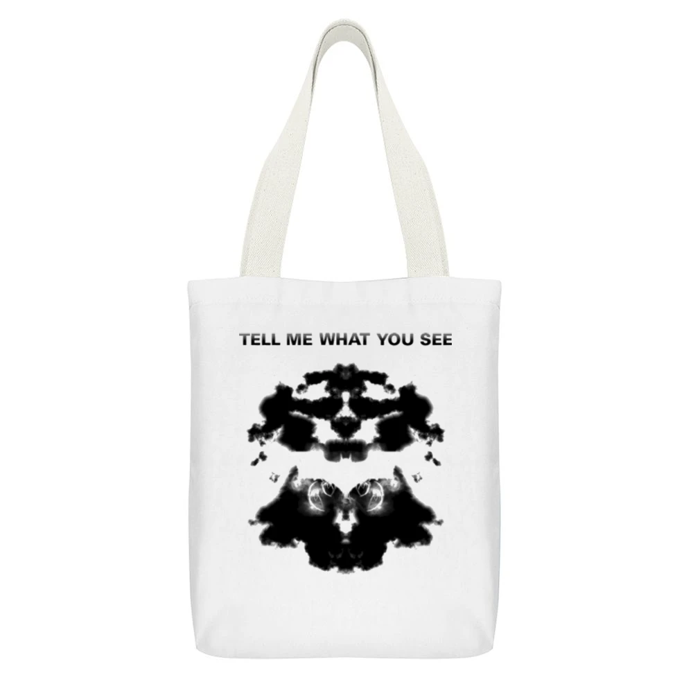 Rorschach tell me what you see White Canvas Tote Shopping Bag With Interior Pocket