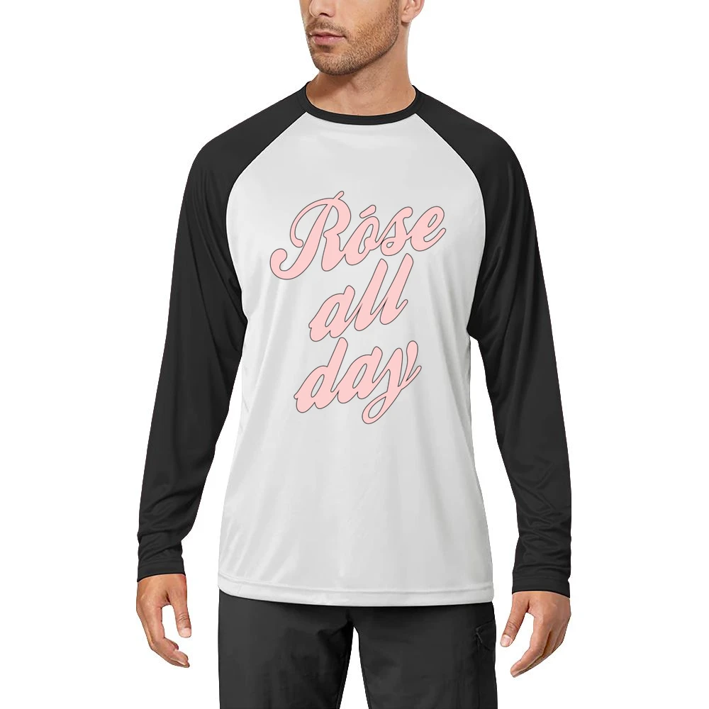 Rose All Day Fun Wine Lover Graphic Tee Shirt Men Long Sleeve T-Shirt