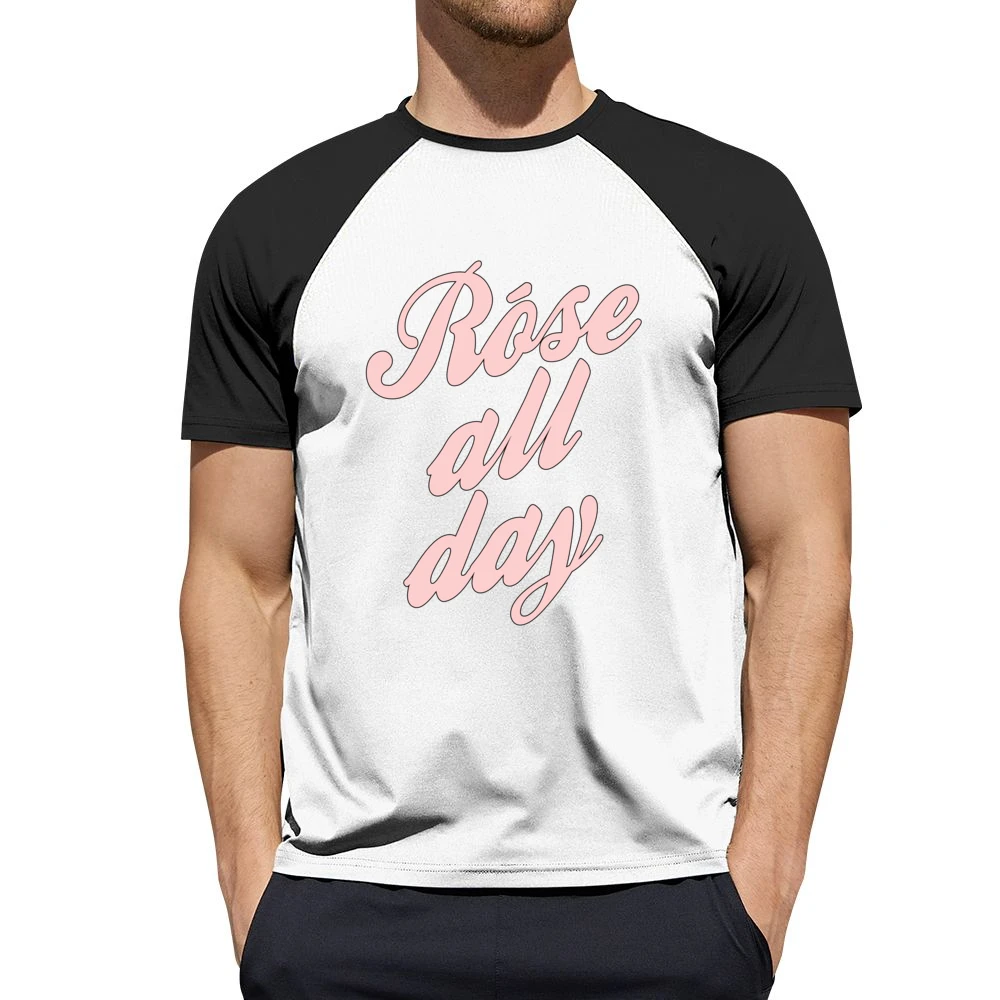 Rose All Day Fun Wine Lover Graphic Tee Shirt Men Short Sleeve T-Shirt