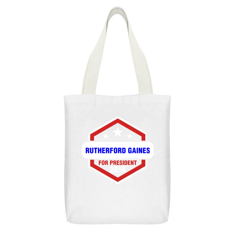 Rutherford Gaines For President 2016 Rectify TV Show White Canvas Tote Shopping Bag With Interior Pocket