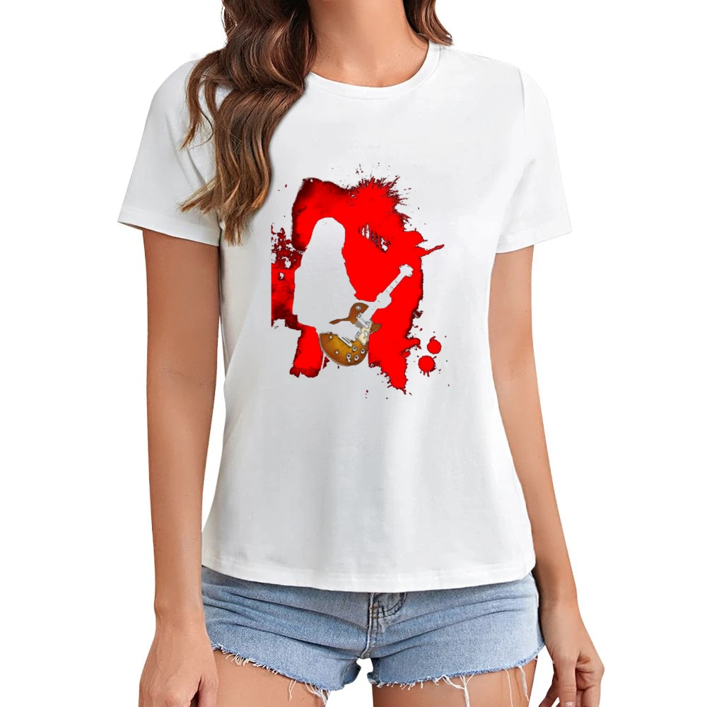 Ryusuke Minami Ray playing Lucile guitar red splashing silhouette beck Asian Size Women Ladies T-shirt