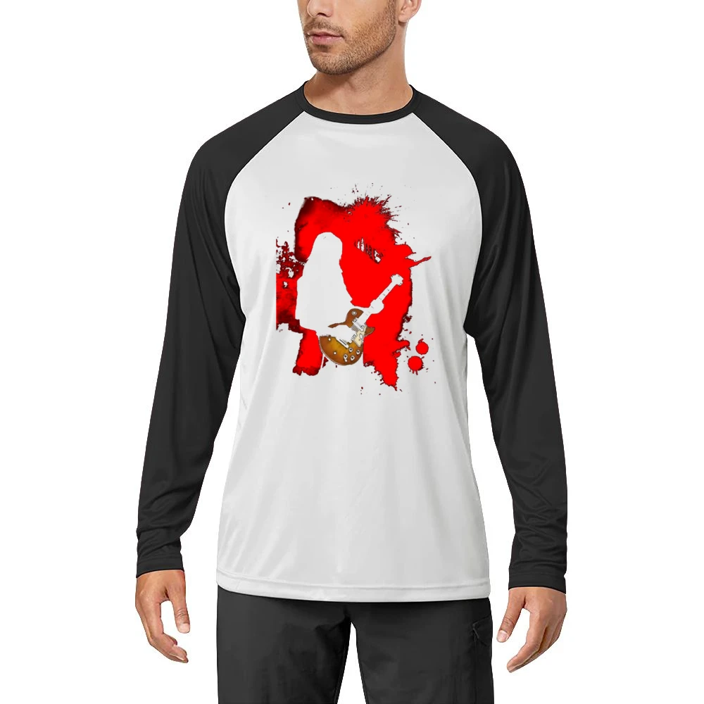 Ryusuke Minami Ray playing Lucile guitar red splashing silhouette beck Men Long Sleeve T-Shirt