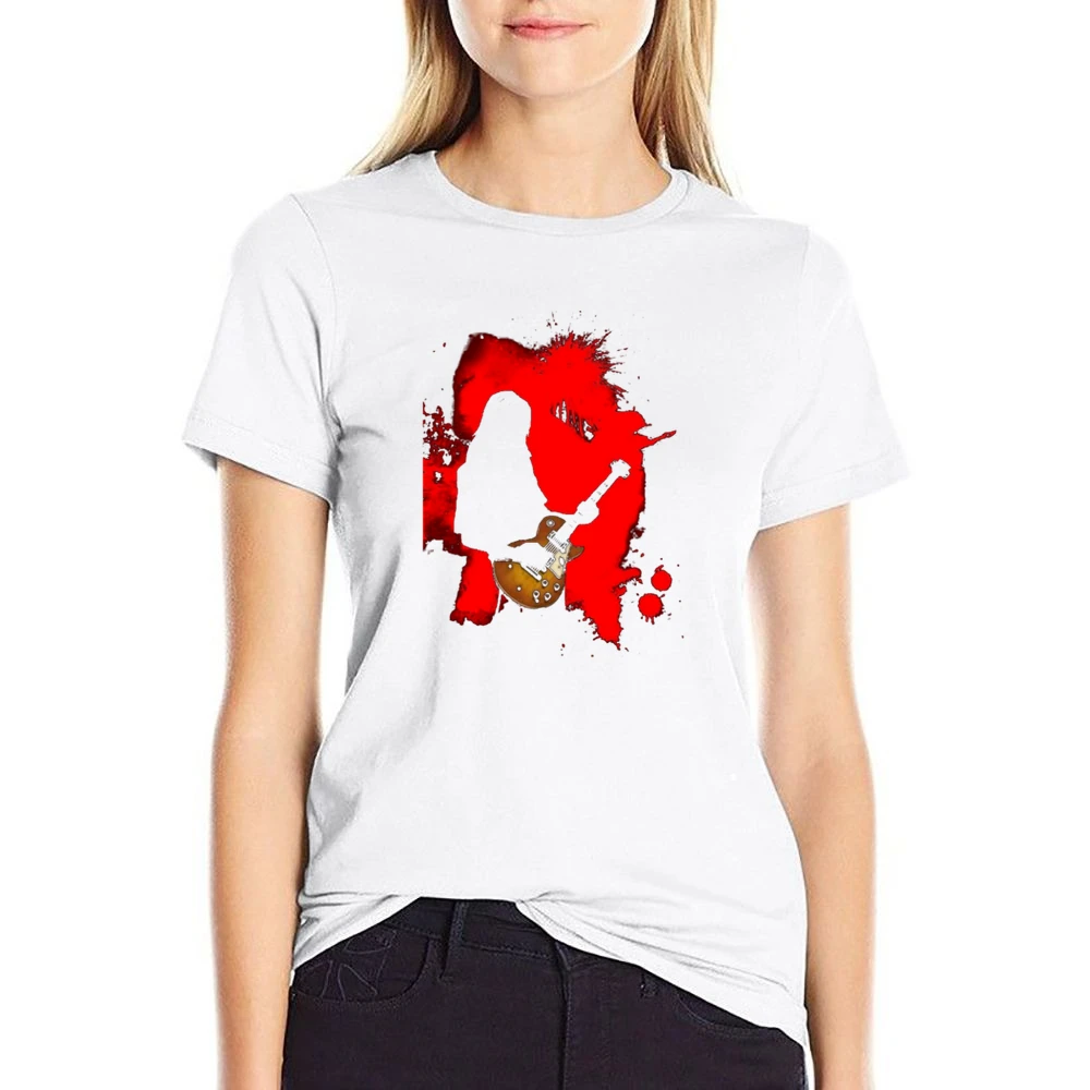 Ryusuke Minami Ray playing Lucile guitar red splashing silhouette beck US Size Women Ladies T-shirt