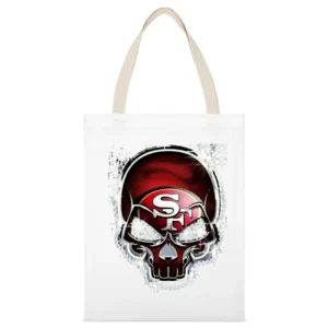 SF Skull White Canvas Tote Shopping Bag