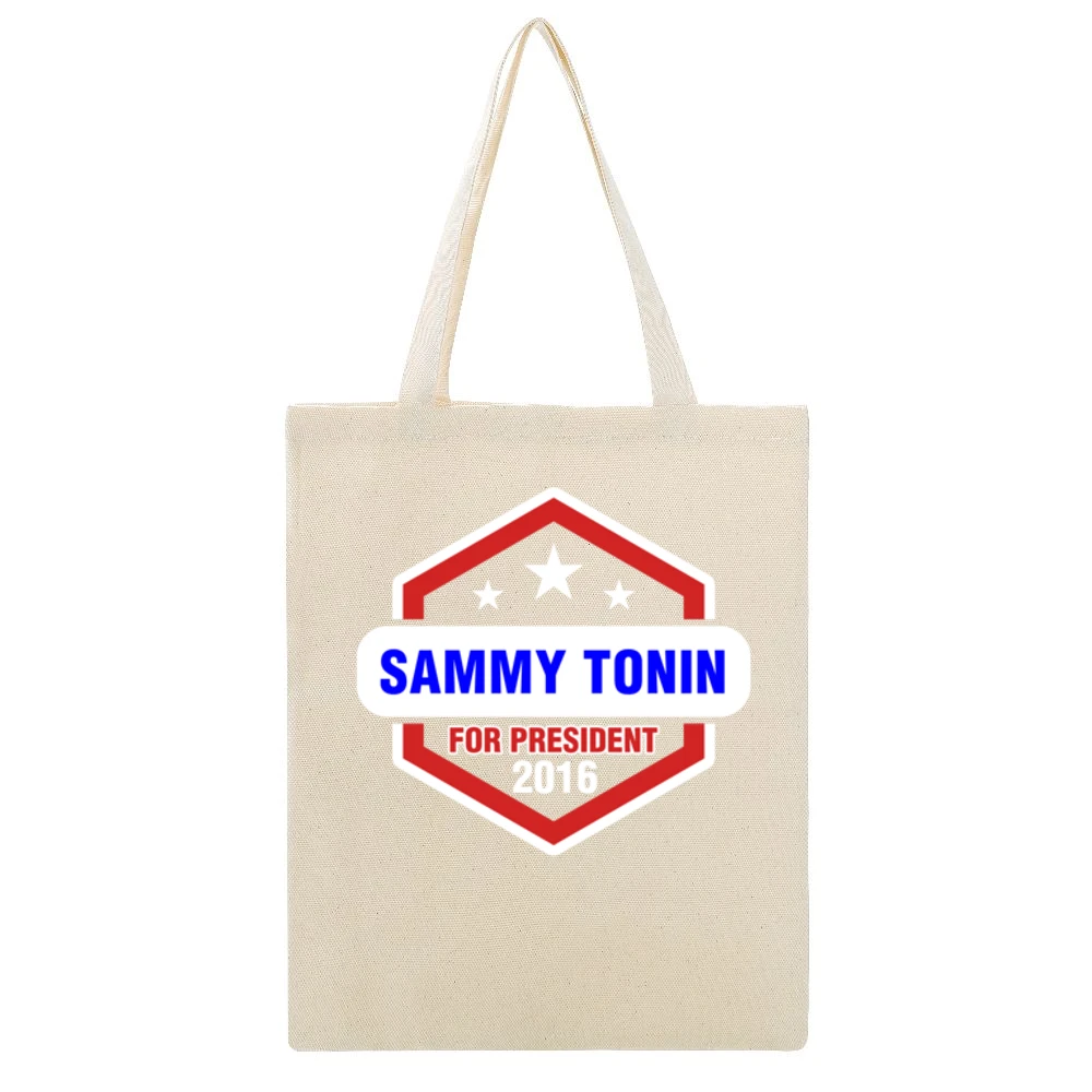 Sammy Tonin For President 2016 Justified TV Show Beige Canvas Tote Shopping Bag