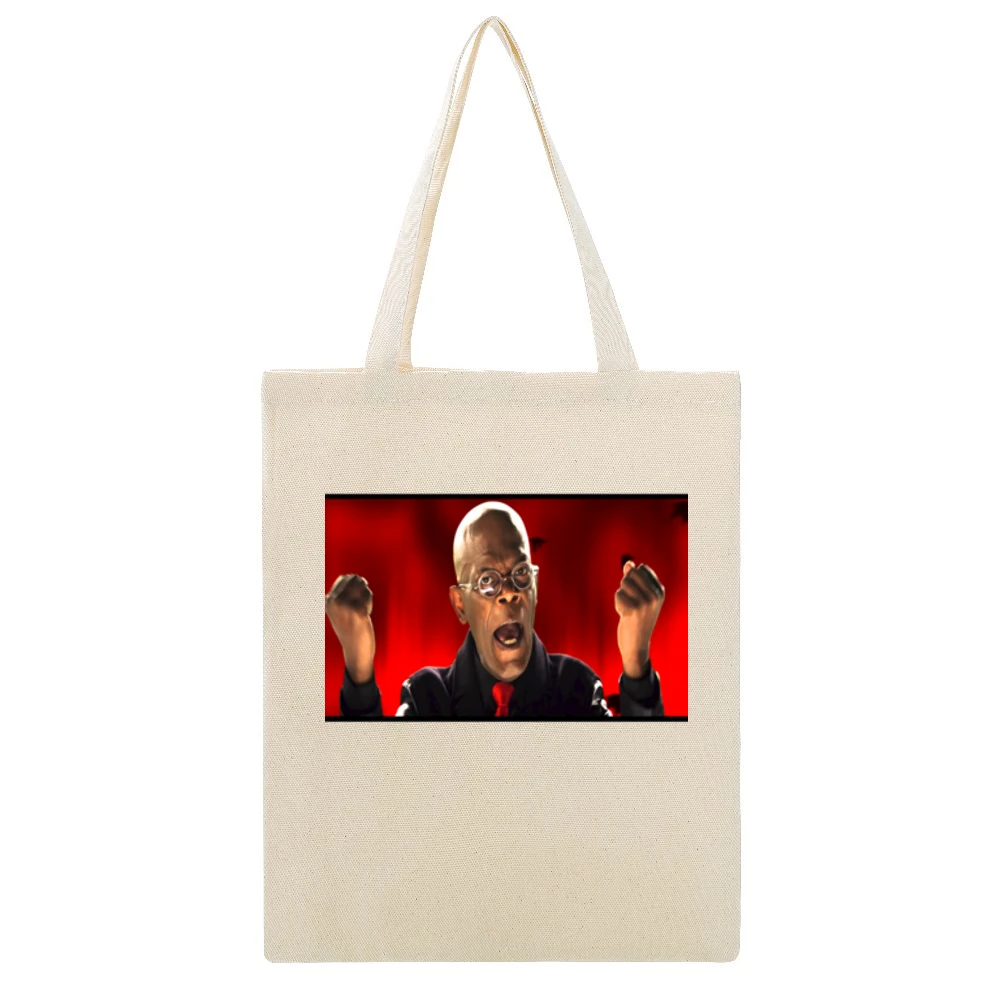 Samuel Jackson Rise up Falcons Beige Canvas Tote Shopping Bag