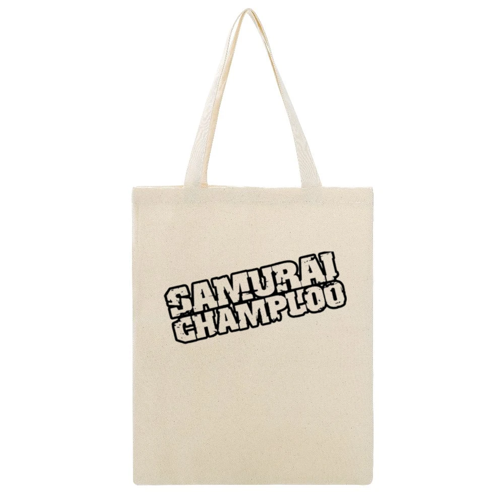 Samurai Champloo black text anime manga Beige Canvas Tote Shopping Bag