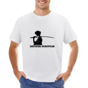Samurai champloo mugen black Silhouette shadow anime manga Asian Size Men T-Shirt