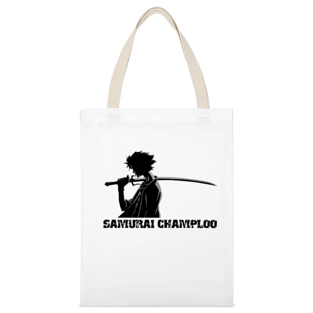 Samurai champloo mugen black Silhouette shadow anime manga White Canvas Tote Shopping Bag