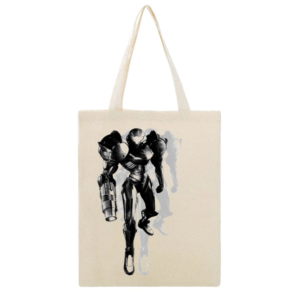 Samus Aran Metroid Armor Video Game Beige Canvas Tote Shopping Bag