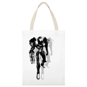 Samus Aran Metroid Armor Video Game White Canvas Tote Shopping Bag