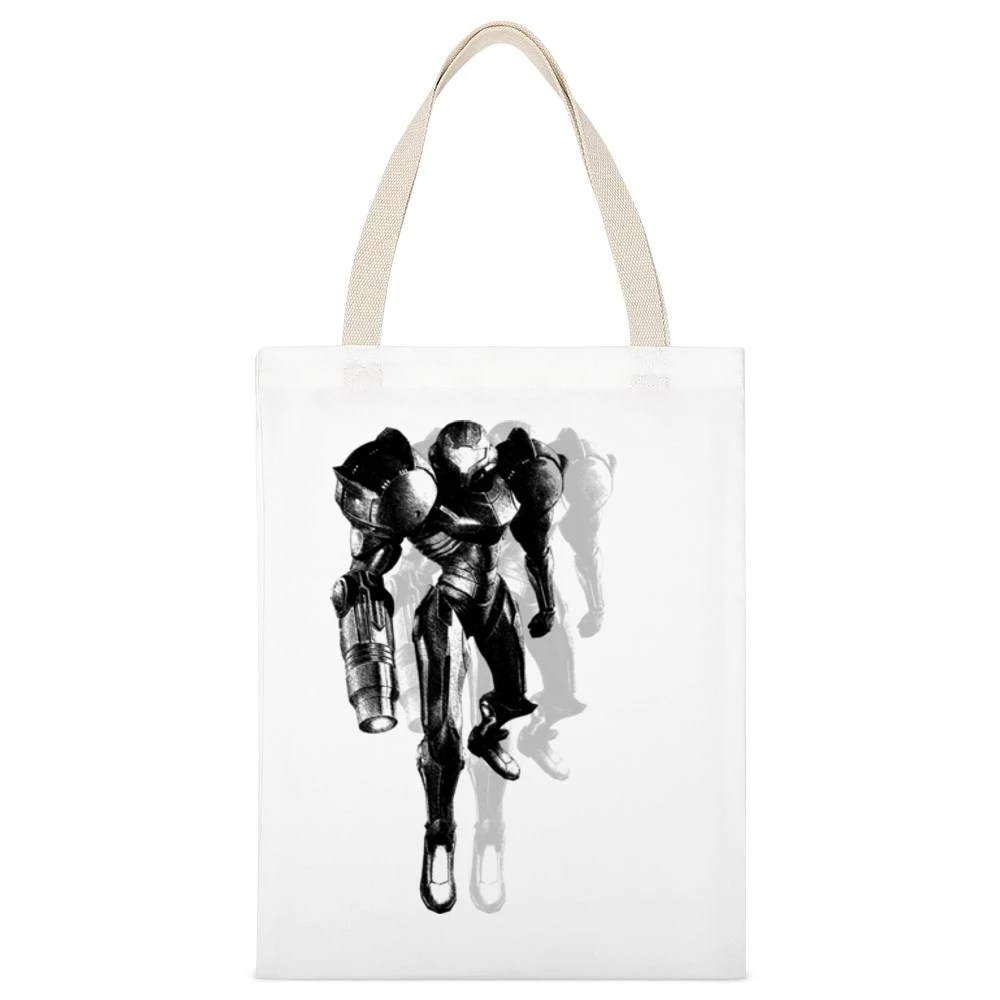 Samus Aran Metroid Armor Video Game White Canvas Tote Shopping Bag