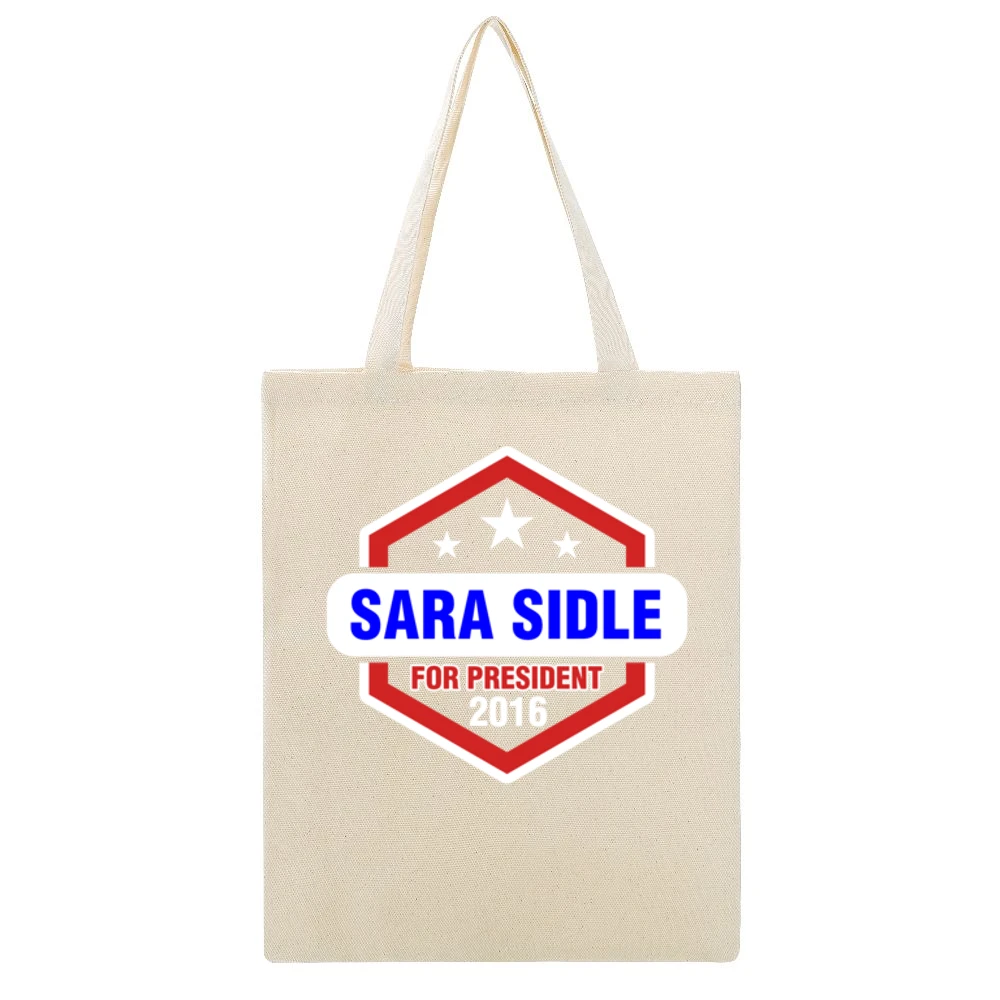 Sara Sidle For President 2016 CSI TV Show Beige Canvas Tote Shopping Bag