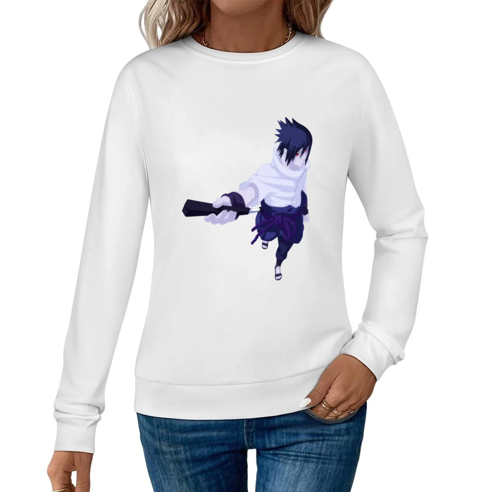 Sasuke from Uchiha clan sharingan eyes naruto anime manga Women Pullover Sweatshirt